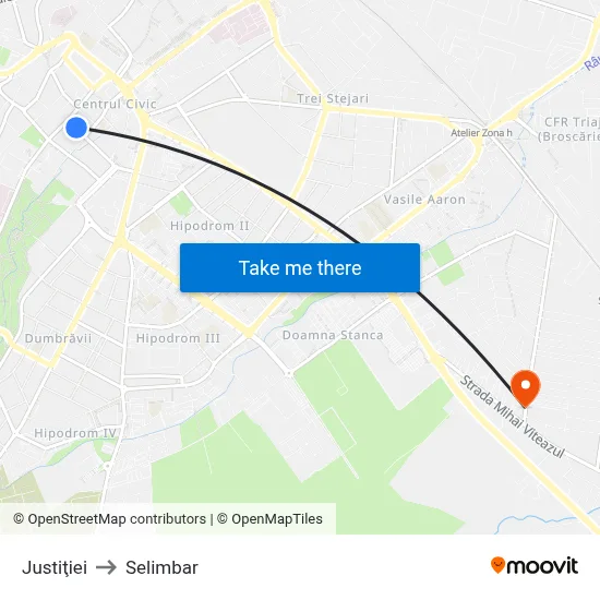 Justiţiei to Selimbar map