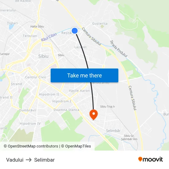 Vadului to Selimbar map