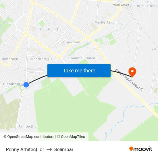 Penny Arhitecților to Selimbar map