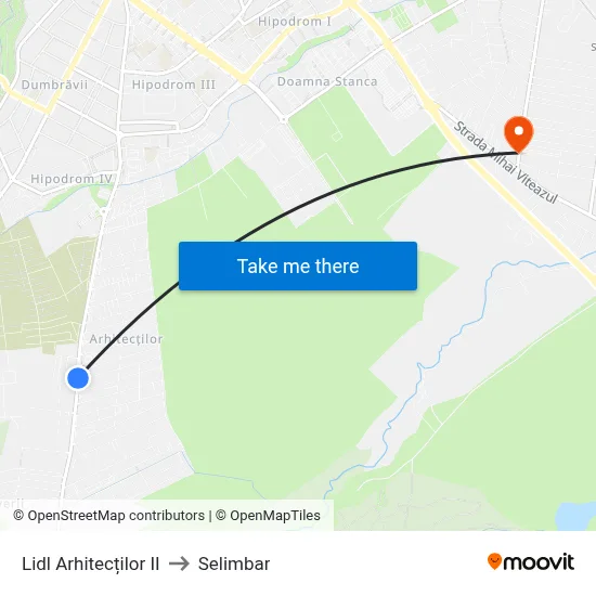 Lidl Arhitecților II to Selimbar map