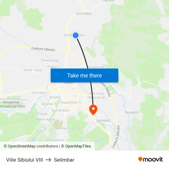 Viile Sibiului VIII to Selimbar map