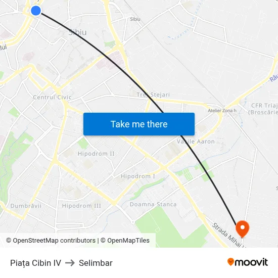 Piața Cibin IV to Selimbar map