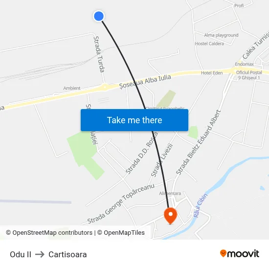 Odu II to Cartisoara map