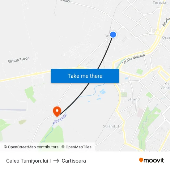 Calea Turnișorului I to Cartisoara map
