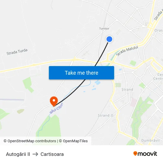 Autogării II to Cartisoara map