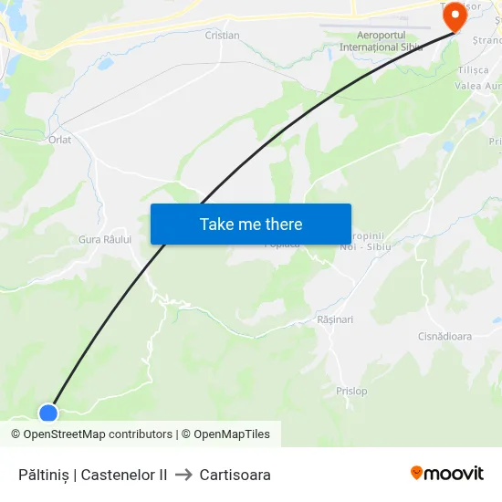 Păltiniș | Castenelor II to Cartisoara map