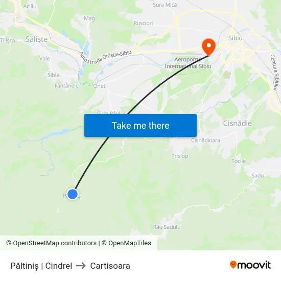 Păltiniș | Cindrel to Cartisoara map