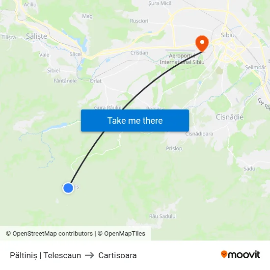 Păltiniș | Telescaun to Cartisoara map