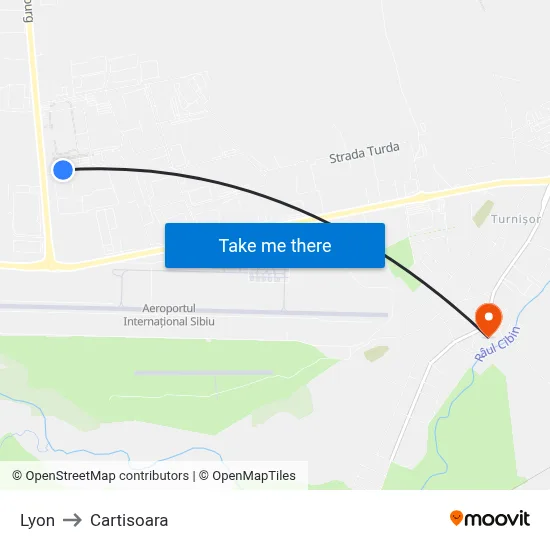 Lyon to Cartisoara map