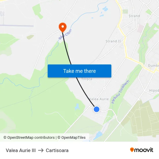Valea Aurie III to Cartisoara map