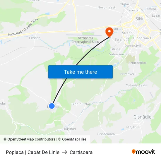 Poplaca | Capăt De Linie to Cartisoara map