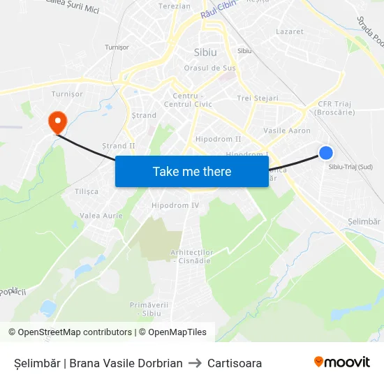 Șelimbăr | Brana Vasile Dorbrian to Cartisoara map