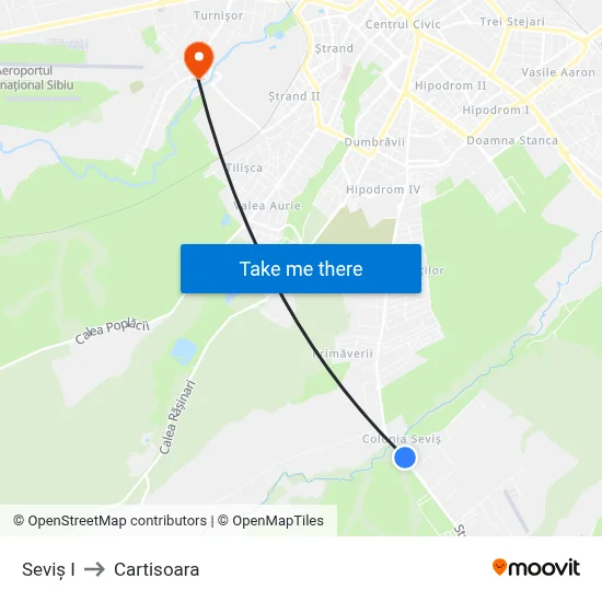 Seviș I to Cartisoara map
