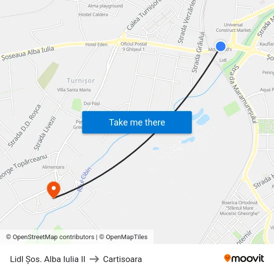 Lidl Șos. Alba Iulia II to Cartisoara map