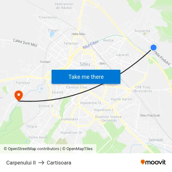 Carpenului II to Cartisoara map