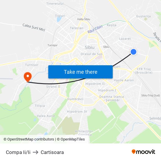 Compa Ii/Ii to Cartisoara map