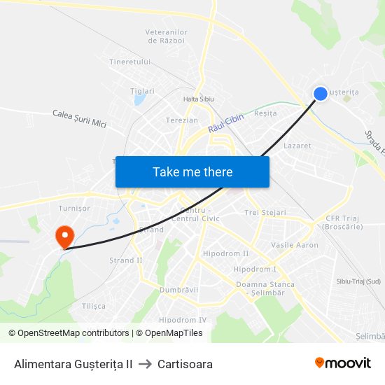 Alimentara Gușterița II to Cartisoara map
