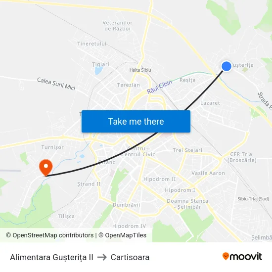 Alimentara Gușterița II to Cartisoara map