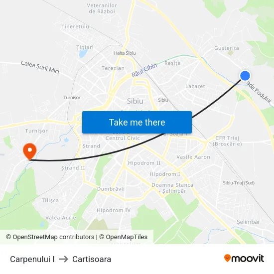 Carpenului I to Cartisoara map