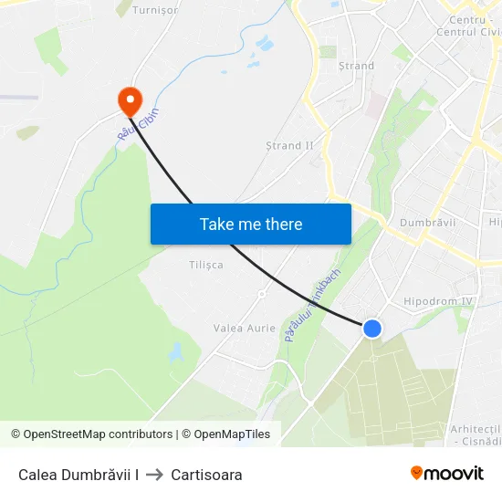 Calea Dumbrăvii I to Cartisoara map