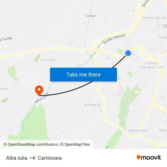 Alba Iulia to Cartisoara map