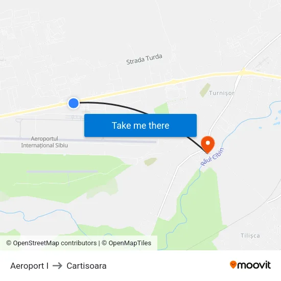 Aeroport I to Cartisoara map