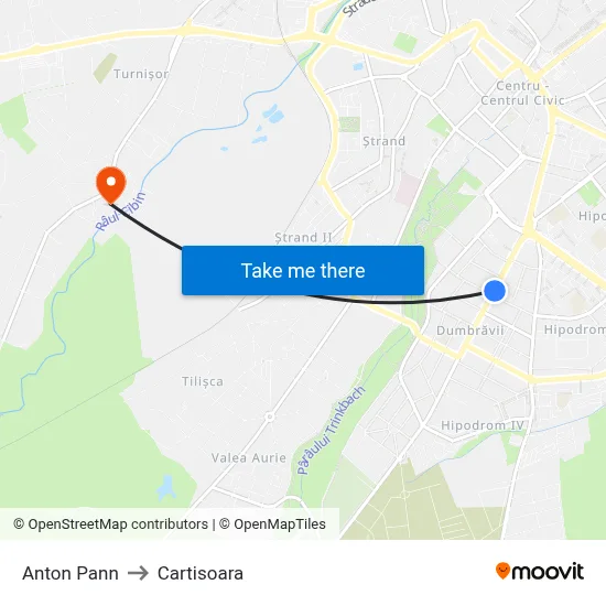 Anton Pann to Cartisoara map
