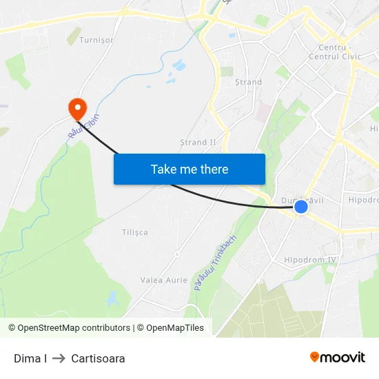 Dima I to Cartisoara map