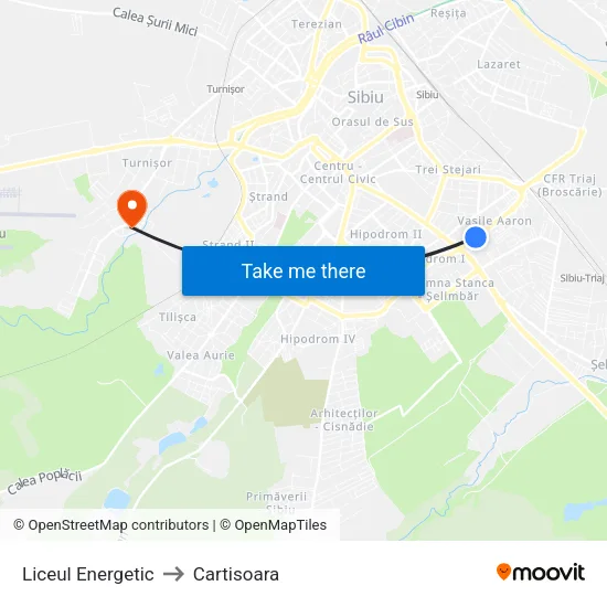 Liceul Energetic to Cartisoara map
