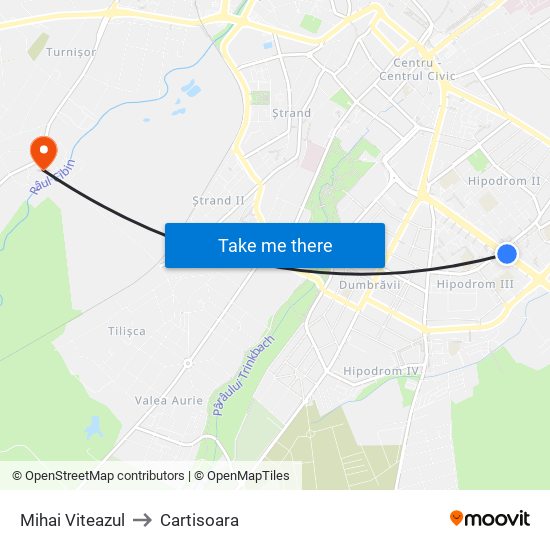 Mihai Viteazul to Cartisoara map