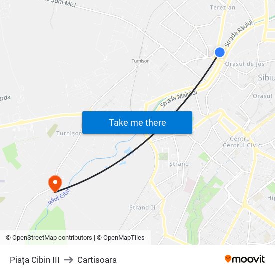 Piața Cibin III to Cartisoara map