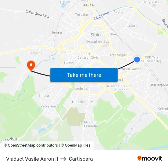 Viaduct Vasile Aaron II to Cartisoara map