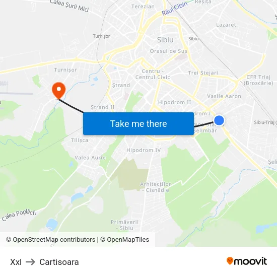Valea Săpunului I to Cartisoara map