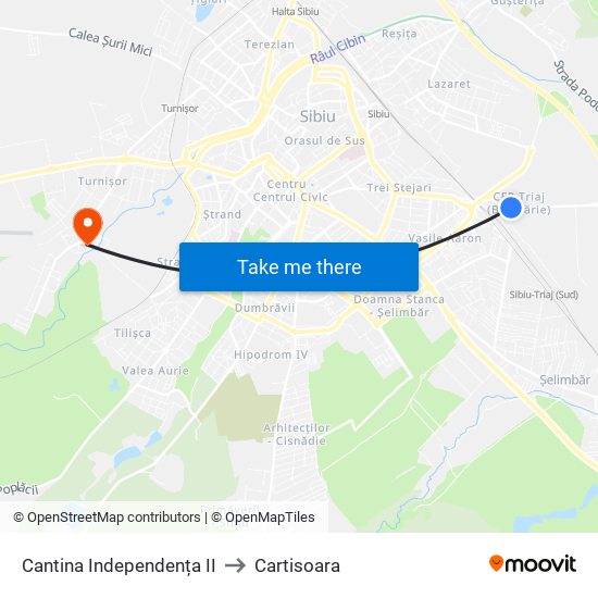 Cantina Independența II to Cartisoara map