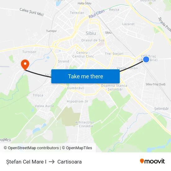 Ștefan Cel Mare I to Cartisoara map