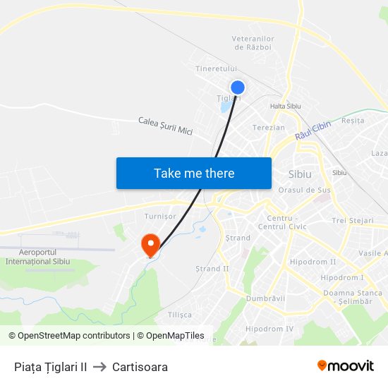 Piața Țiglari II to Cartisoara map