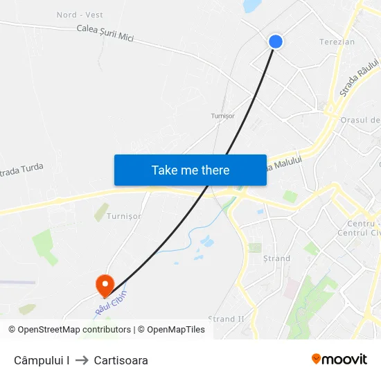 Câmpului I to Cartisoara map