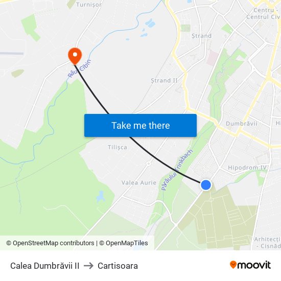 Calea Dumbrăvii II to Cartisoara map