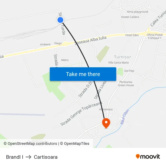 Brandl I to Cartisoara map
