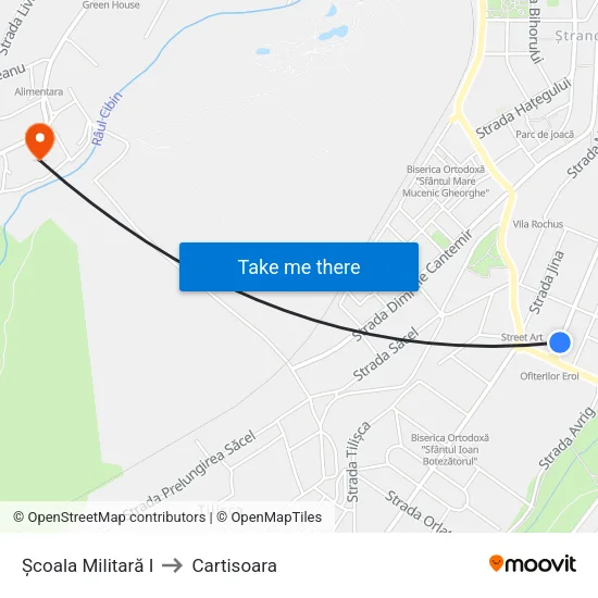 Școala Militară I to Cartisoara map