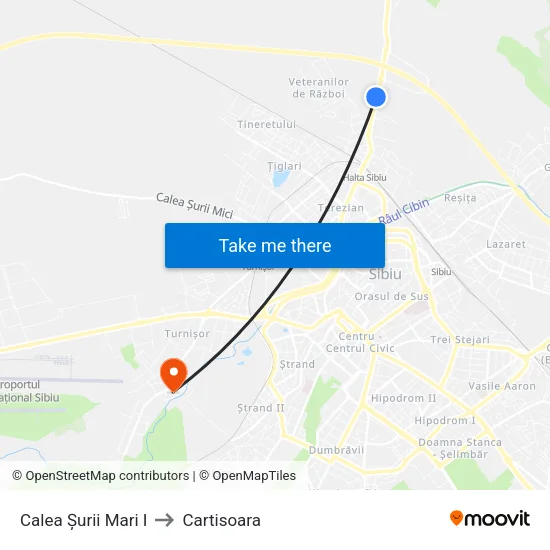 Calea Șurii Mari I to Cartisoara map