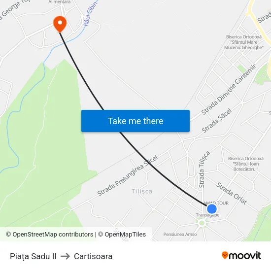 Piața Sadu II to Cartisoara map