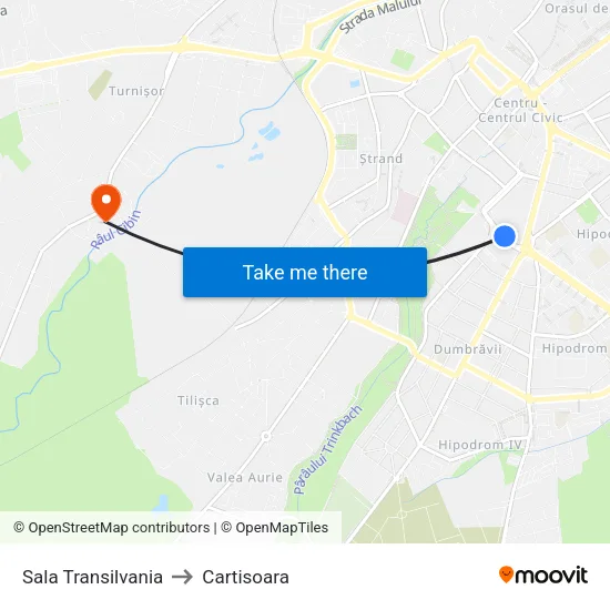 Sala Transilvania to Cartisoara map