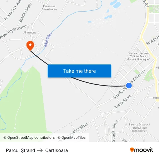 Parcul Ștrand to Cartisoara map