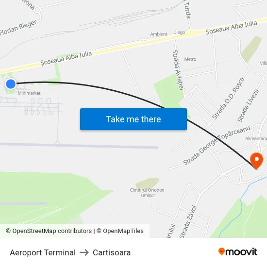 Aeroport Terminal to Cartisoara map