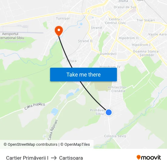 Cartier Primăverii I to Cartisoara map