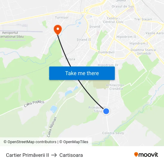 Cartier Primăverii II to Cartisoara map