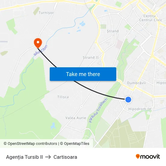 Agenția Tursib II to Cartisoara map
