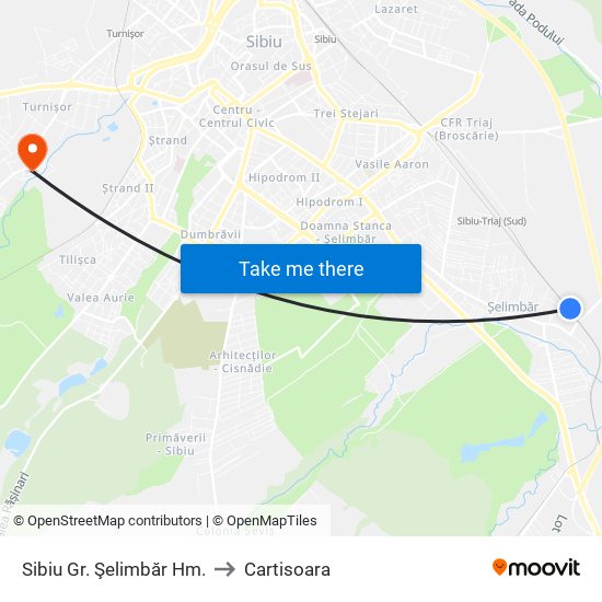 Sibiu Gr. Şelimbăr Hm. to Cartisoara map