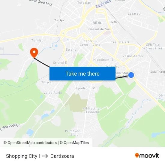 Shopping City I to Cartisoara map